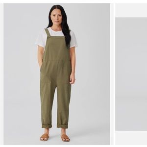 green/khaki eileen fisher linen overalls
